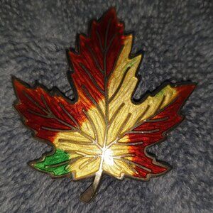 Mid-Century BMCO Canadian Maple Leaf Enamel Sterling Silver Lapel Pin Brooch